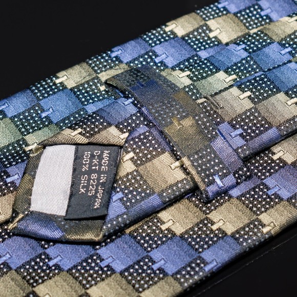 Jhane Barnes Blue Olive Geometric 100% Silk Men's Designer Tie Japan XL - Picture 4 of 5